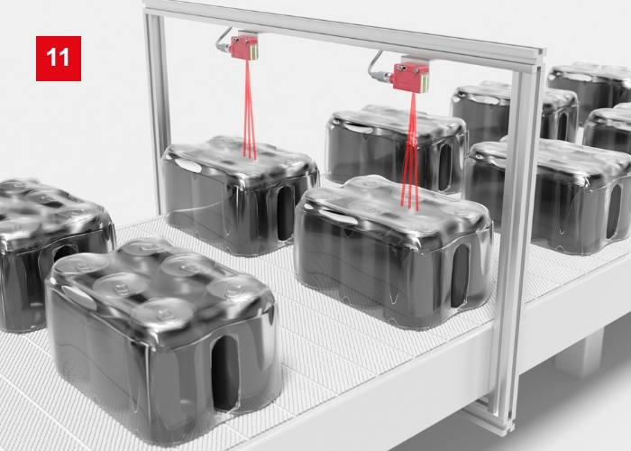 Gebindesensor DRT25R zur Erkennung von Gebinden auf dem Transportband
