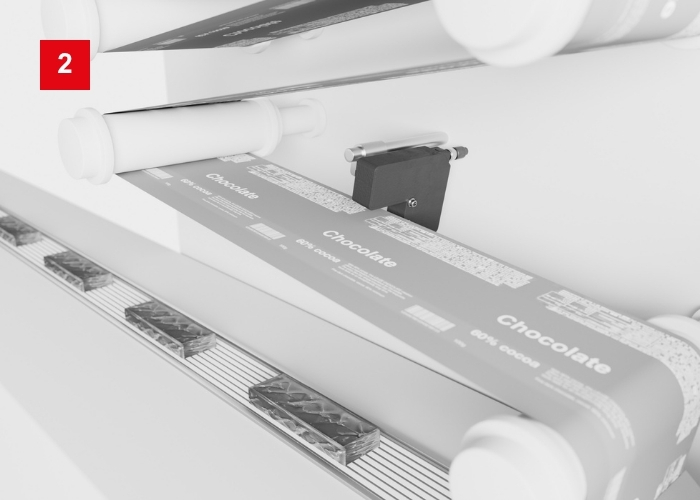 Messende Gabel GS754 für präzise Kantensteuerung von Folie in Verpackungsmaschine