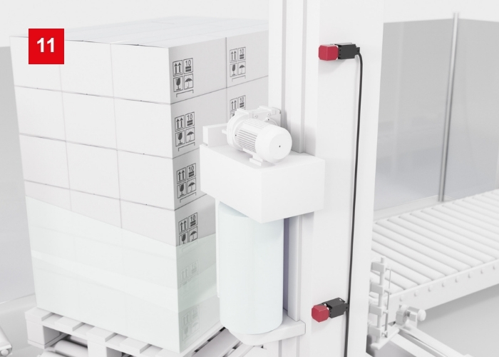 Induktivsensor IS244 mit drehbarem Kopf für Endpositionserkennung von Schub- und Hubbewegungen auf Schiene