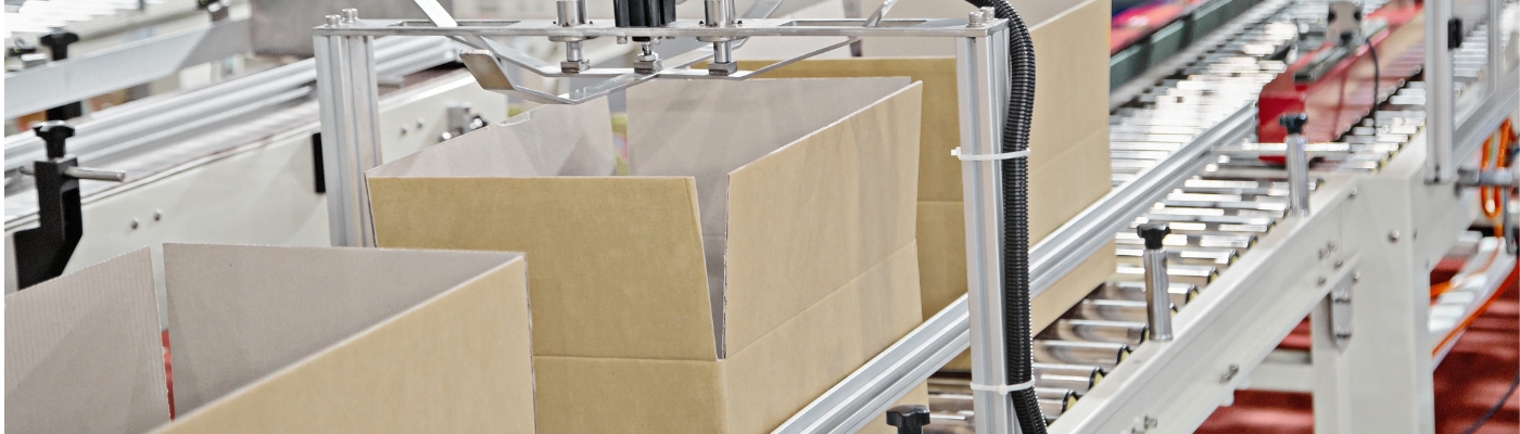 Kartonverpackung in einer modernen Verpackungsanlage