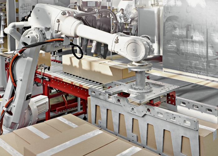 Palettierung von Verpackungen am Ende der Verpackungslinie